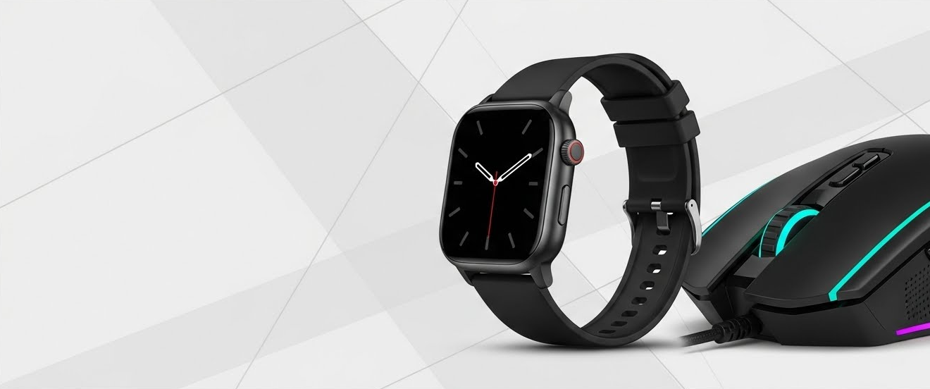 Designer interacting with smartwatch UI