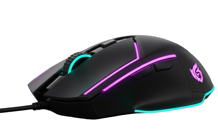 Close-up of a pro gaming mouse